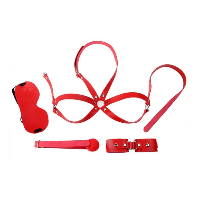 Generique Kit d'Initiation BDSM OBEDIENCE 4 pièces Rouge